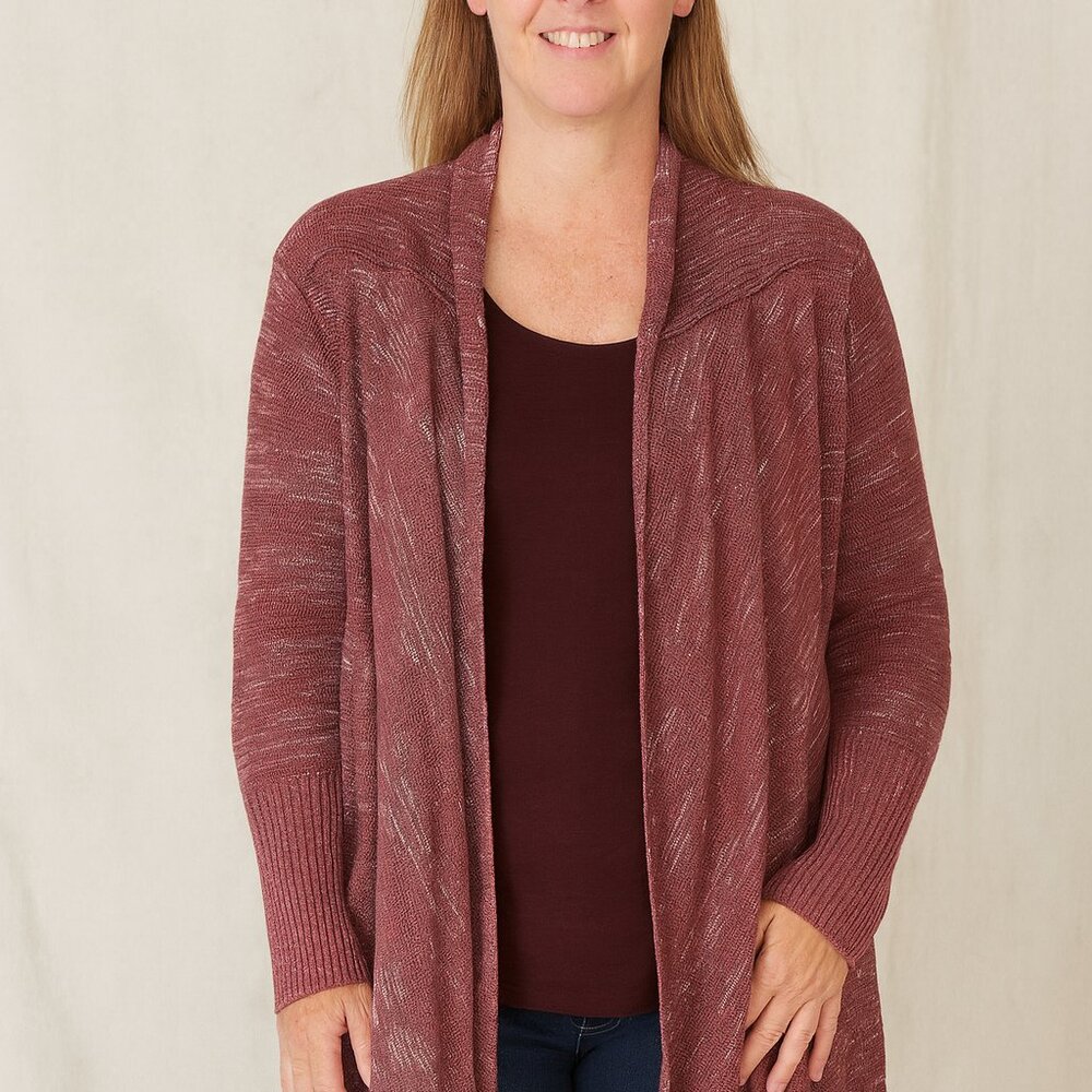 . Davina Maroon Knit Drape Cardigan Sweater Women’s M Lightweight